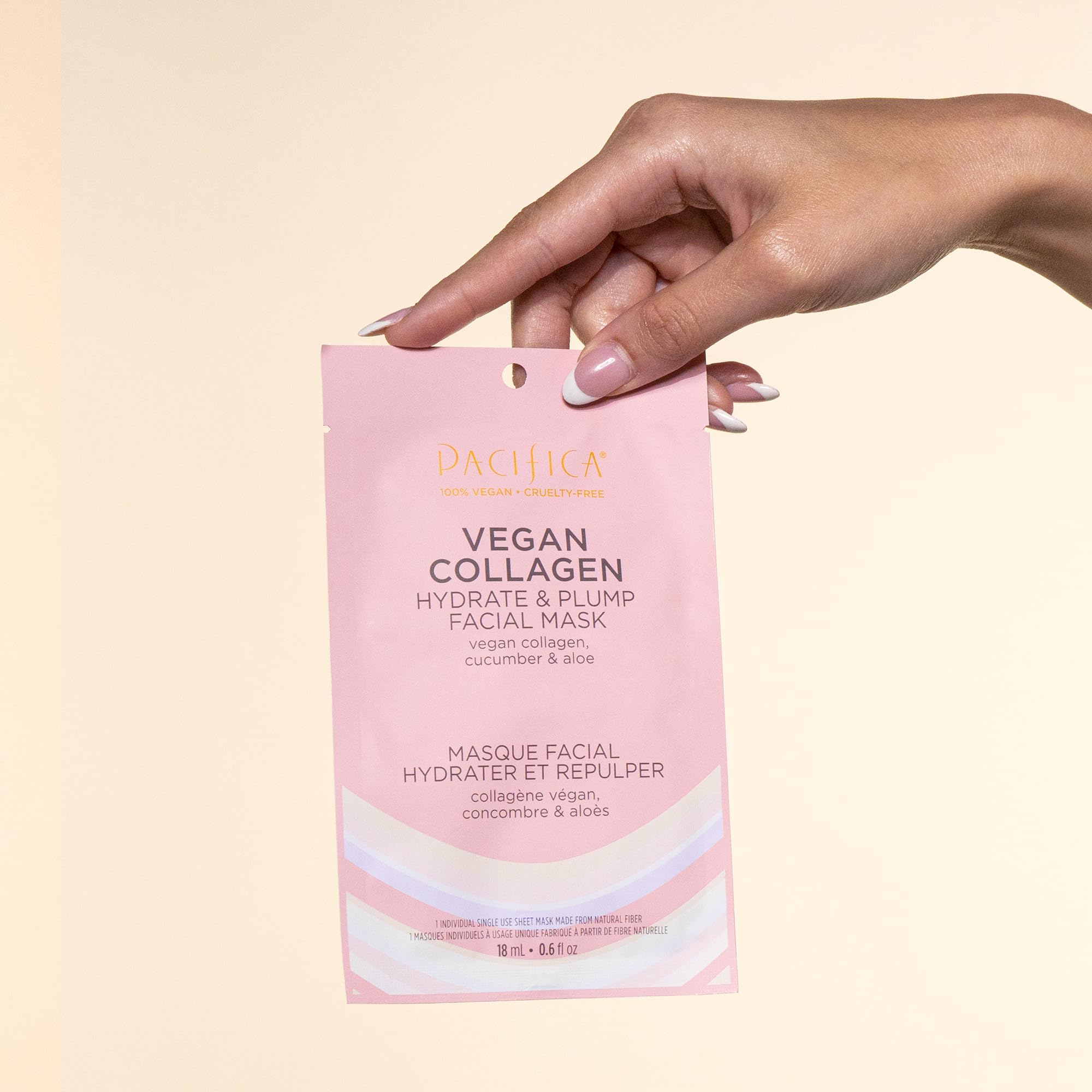 Pacifica Sheet Face Mask - Vegan Collagen Hydrate & Plump with Cucumber & Aloe – Moisturizing Mask for Dry & Aging Skin - Clean Beauty Vegan & Cruelty-Free Dermatologist Tested
